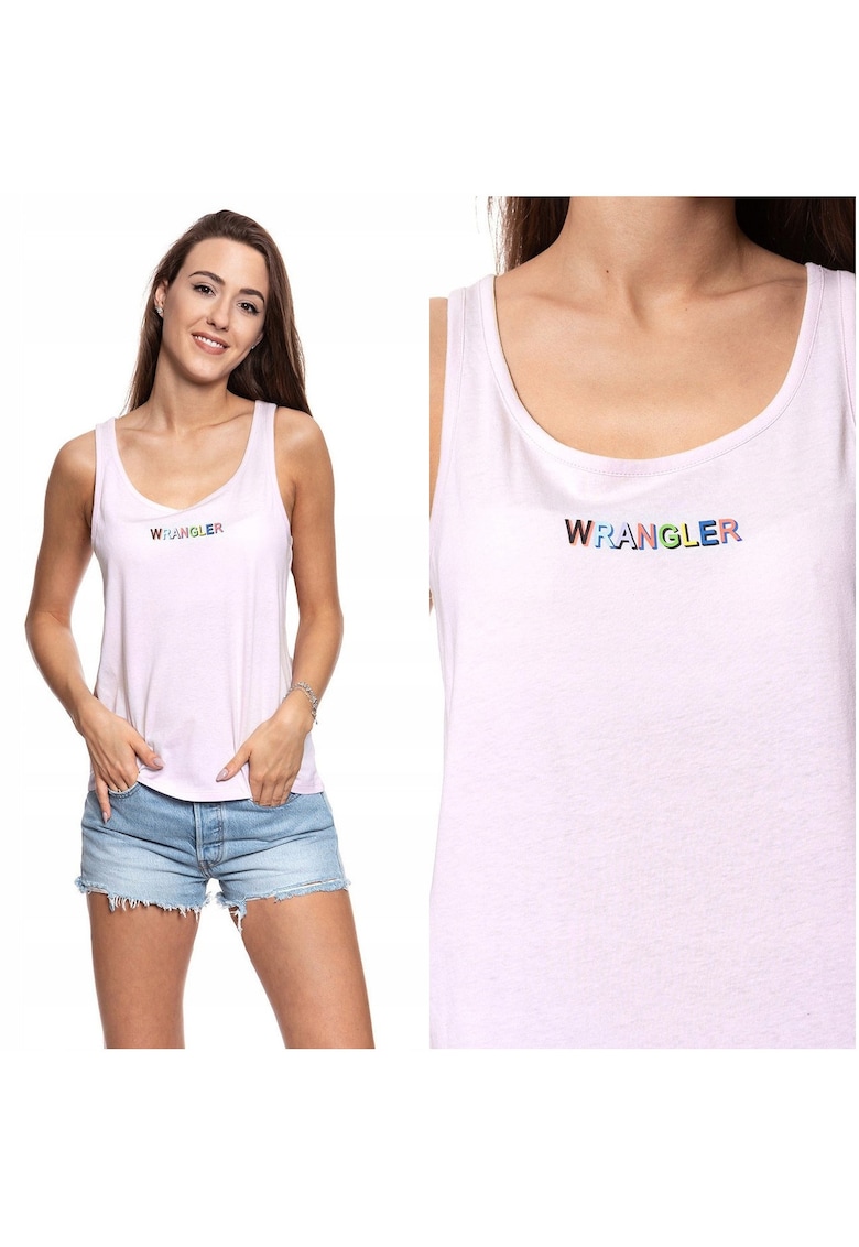 Tricou Cu Bretele - W7387Evvw - Material: 100% Bumbac - Croi: Regular Fit - Inchidere: Fara - Model Dominant: Logo - XS - Rosu - 1 Bucata
