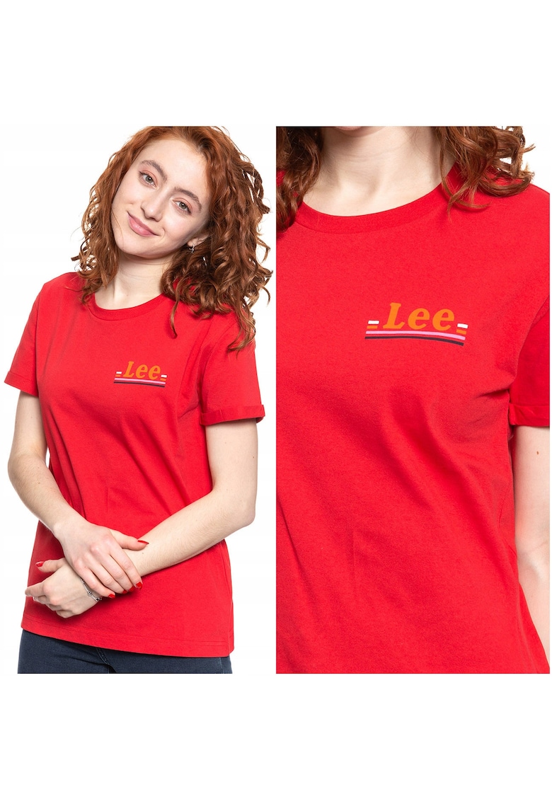 Tricou T-Shirt - Tricou Cu Logo Pe Piept - Croi: Slim Fit - Material: 100% Bumbac - Inchidere: Fara - Model Dominant: Logo - XS - Rosu - 1 Bucata