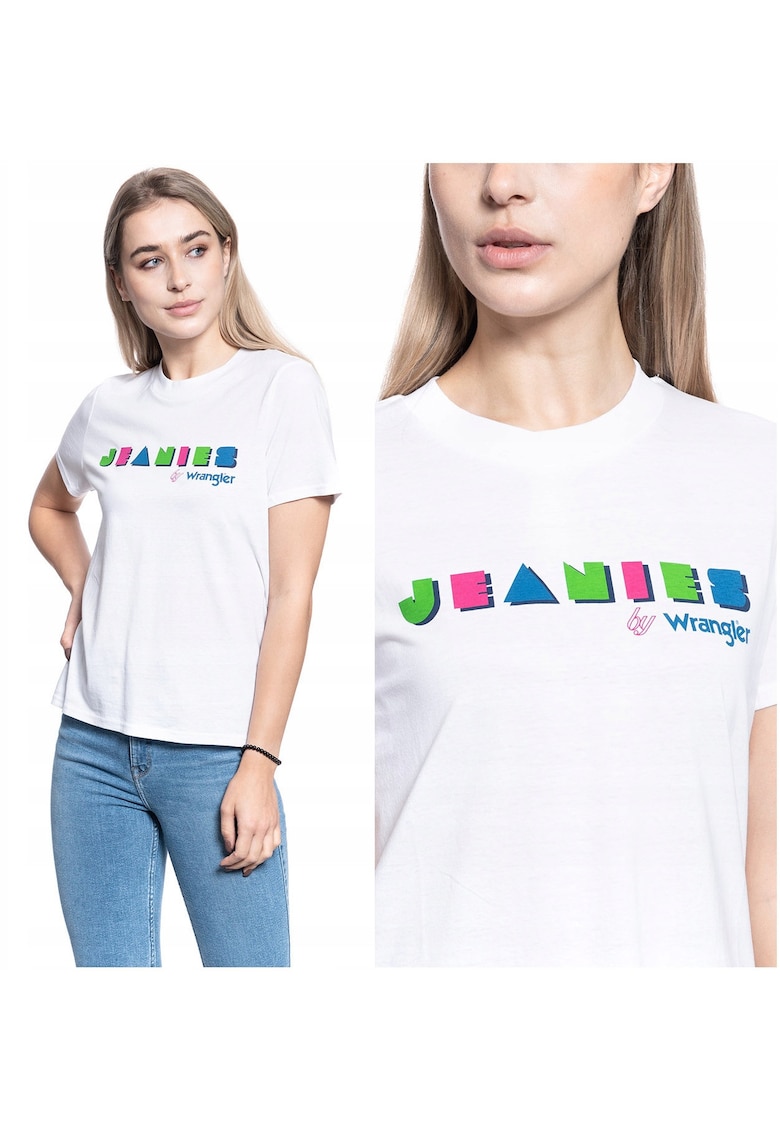 Tricou Dama - High Rib Regular Tee - Croi: Slim Fit - Material: 100% Bumbac - Inchidere: Fara - Model Dominant: Print - M - Alb - 1 Bucata