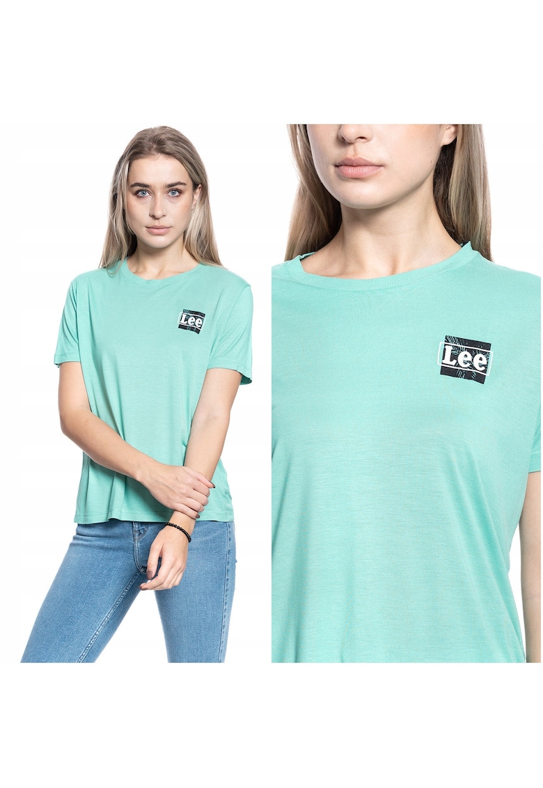 Tricou Dama - Tee Relaxat - Compozitie Material: 100% Vascoza - Croi: Regular Fit - Inchidere: Fara - Model Dominant: Print - Logo - S - Albastru - 1 Bucata