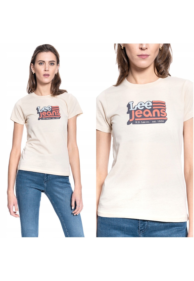 Tricou T-Shirt - Tricou Cu Guler Rotund - 100% Bumbac - Croi: Normal - Bej - 1 Bucata