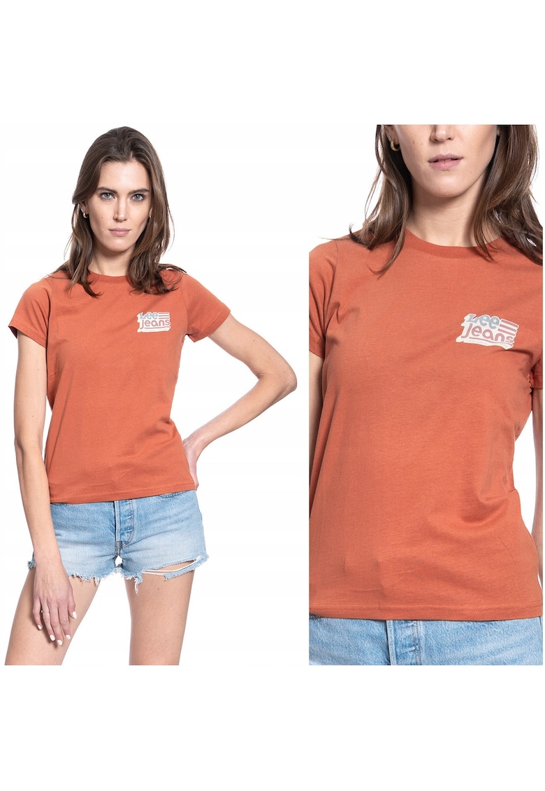 Tricou T-Shirt - Tricou Cu Guler Rotund - 100% Bumbac - Portocalie - 1 Bucata