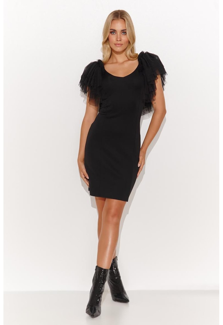 Rochie mini neagra  bumbac - spate descoperit - marimea Rochie mini neagra  bumbac - spate descoperit - marimea