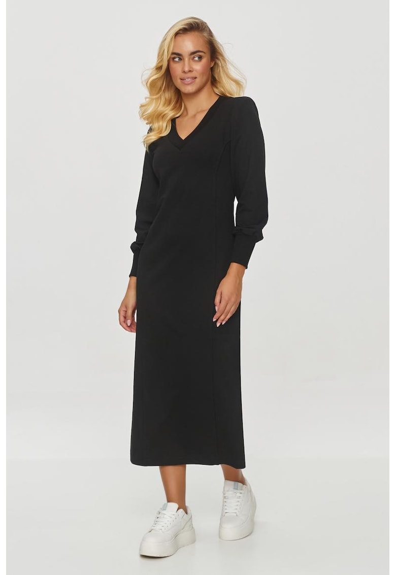 Rochie midi dreapta cu decolteu in V Rochie midi dreapta cu decolteu in V