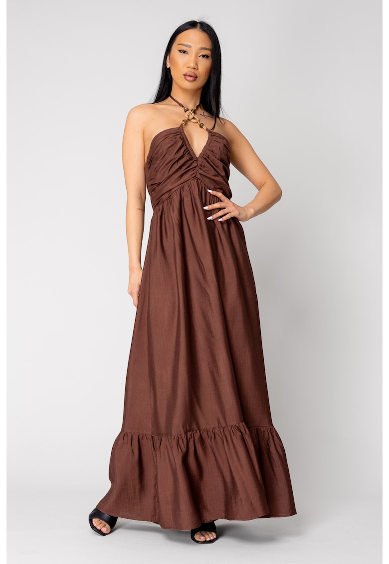 Rochie lunga cu spatele gol Brown 16436 Rochie lunga cu spatele gol Brown 16436