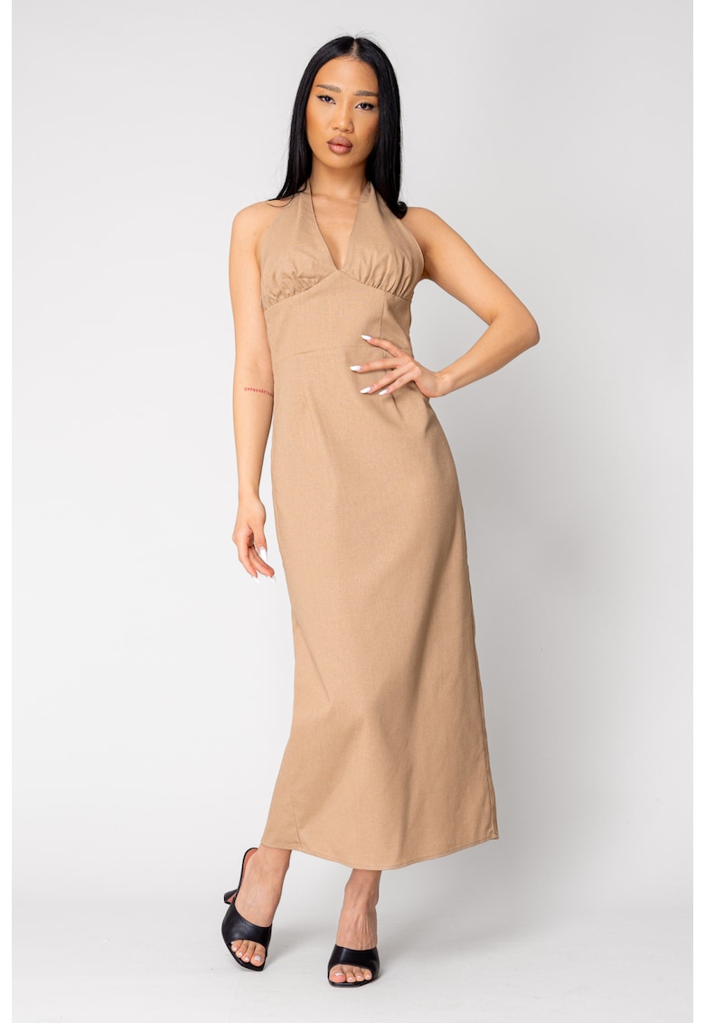 Rochie lunga cu spatele gol Brown 16594 Rochie lunga cu spatele gol Brown 16594