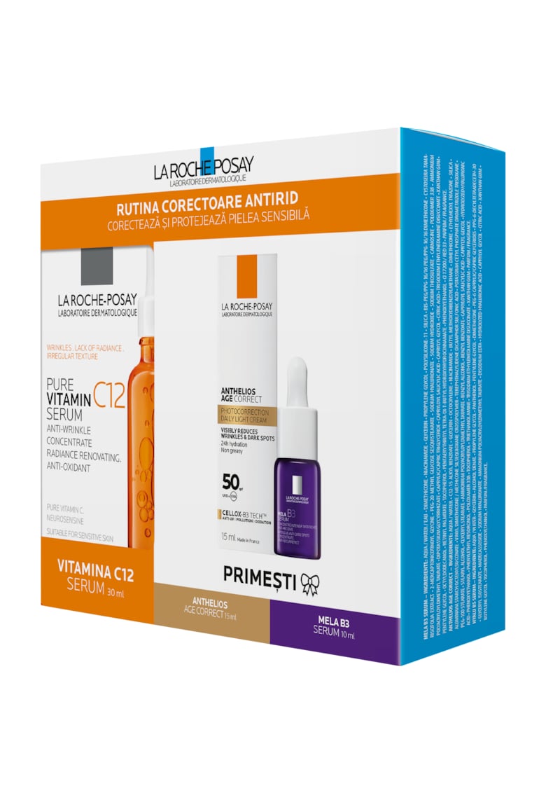 Pachet  Vitamina C12 Serum 30 ml + Mini Mela B3 Serum 10 ml + Anthelios UVD Age Correct 50+ - 15 ml