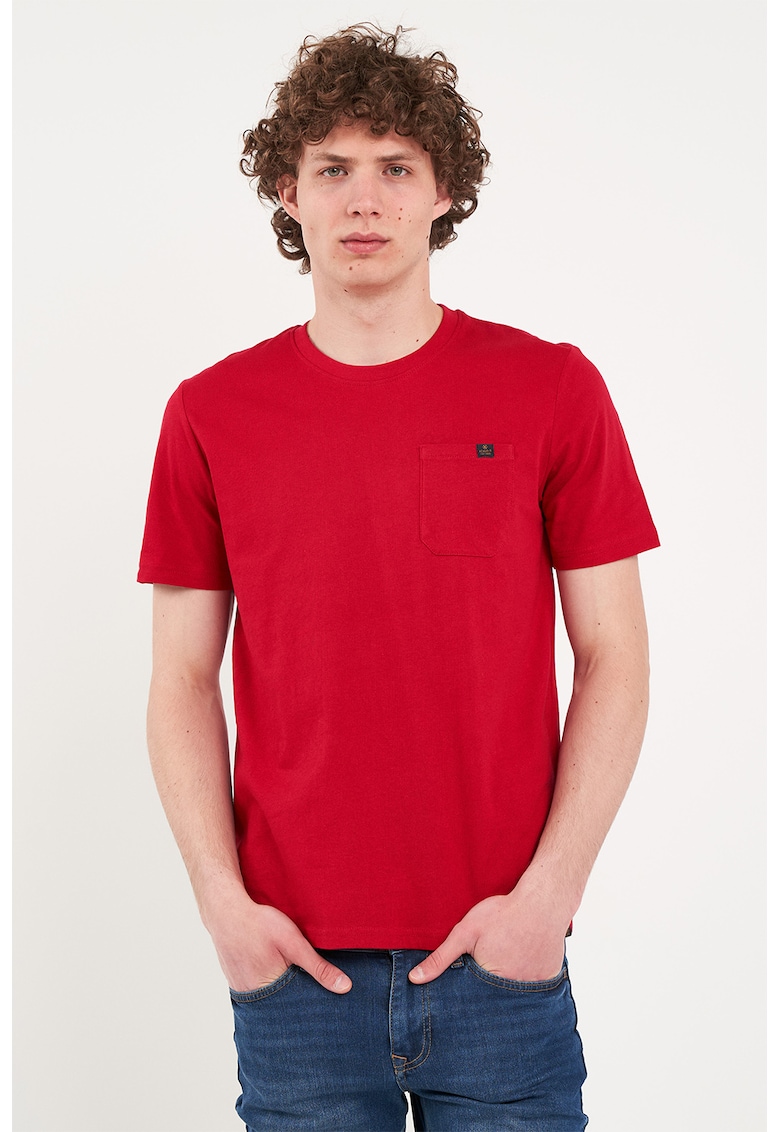 Tricou din bumbac cu buzunar pe piept