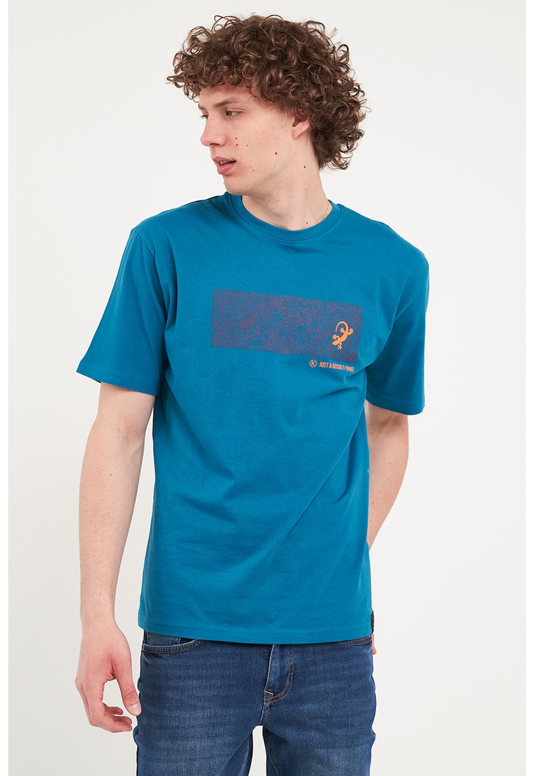 Tricou cu decolteu la baza gatului si imprimeu