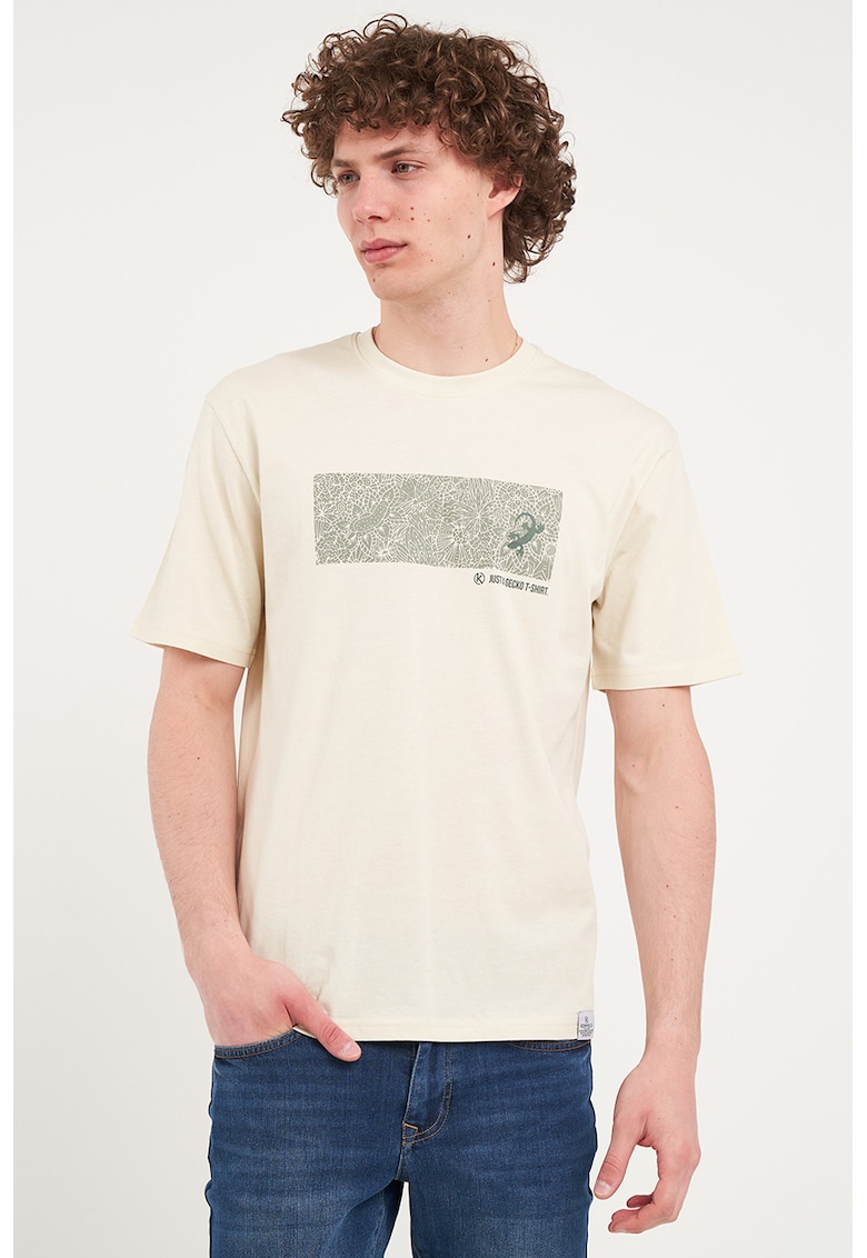 Tricou cu decolteu la baza gatului si imprimeu