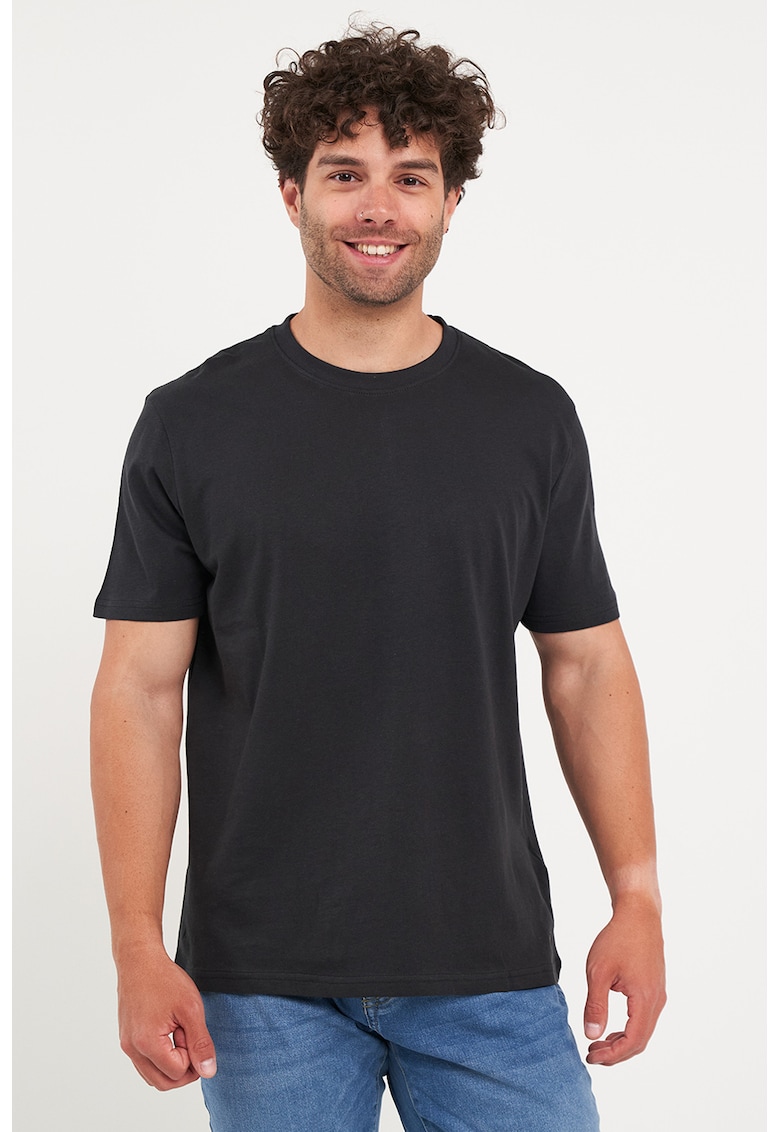 KVL by KENVELO Tricou uni din bumbac - Albastru ultramarin