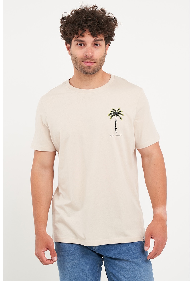 Tricou cu decolteu rotund si imprimeu discret