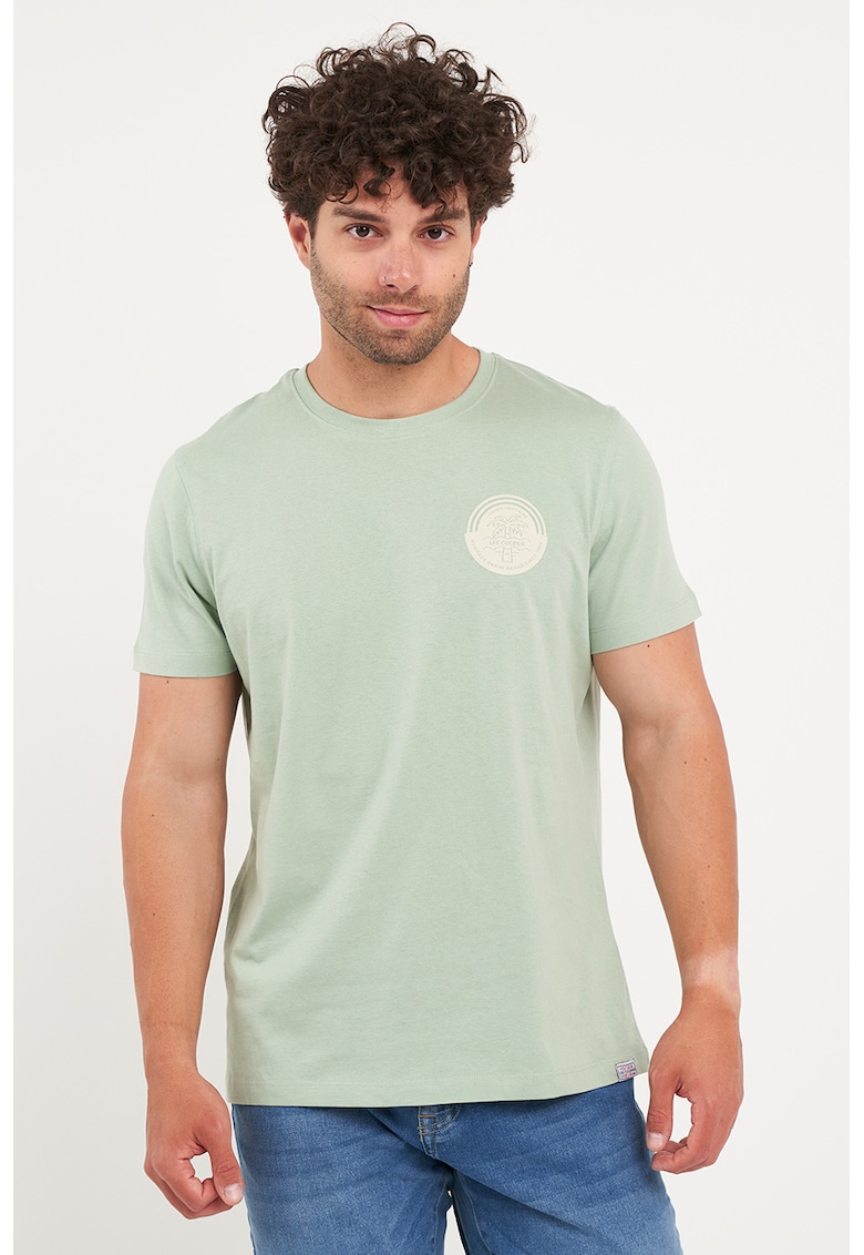 Tricou din bumbac cu imprimeu pe partea din spate - Verde deschis