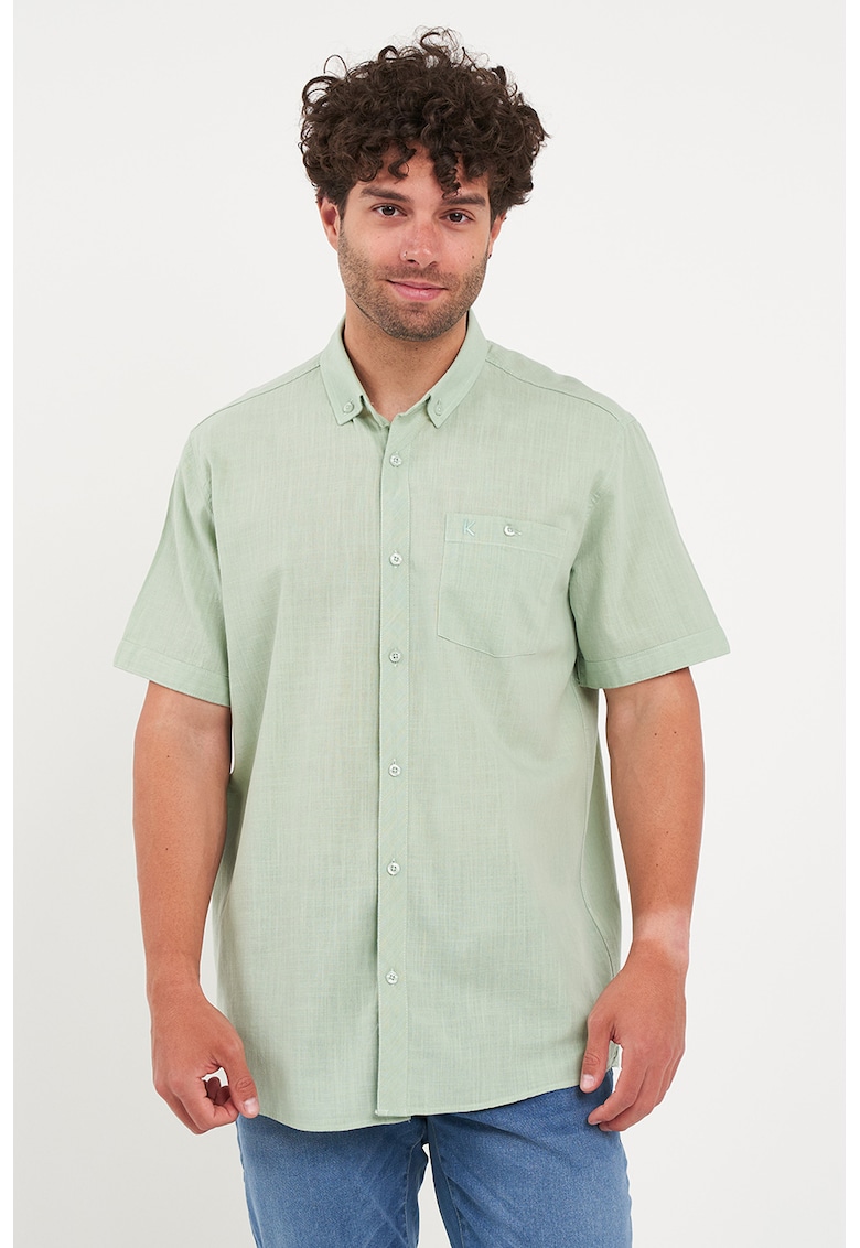 Camasa din bumbac cu guler fixat cu nasturi