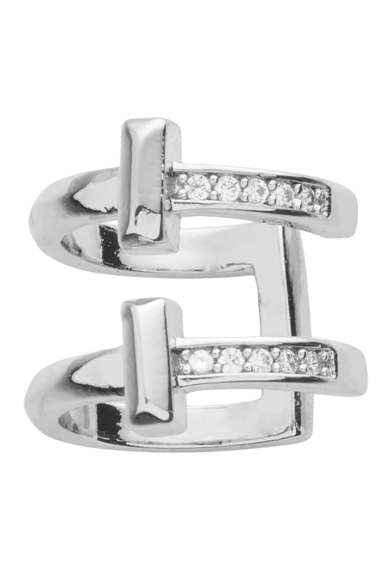 Cercel cuff cu cristale - Argintiu