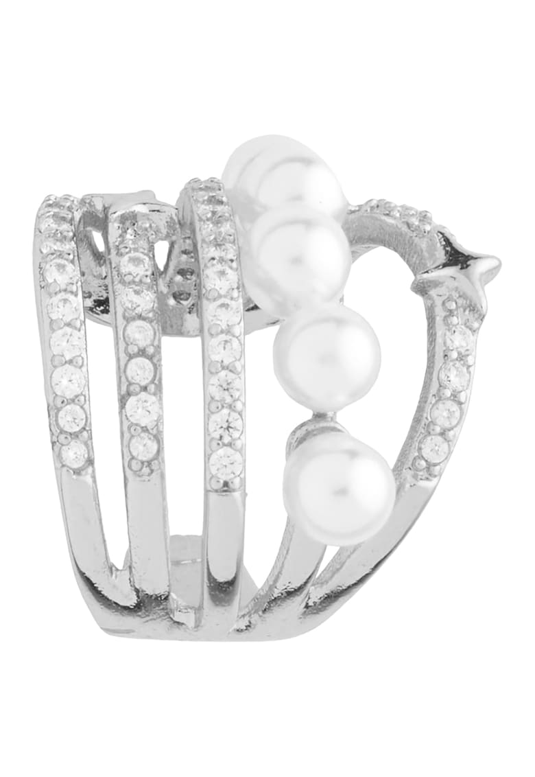 Inel cu perle sintetice si cristale