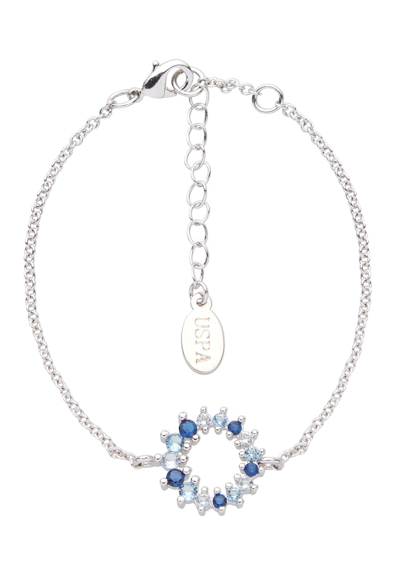 Colier cu pandantive cu cristale - Albastru deschis/Argintiu