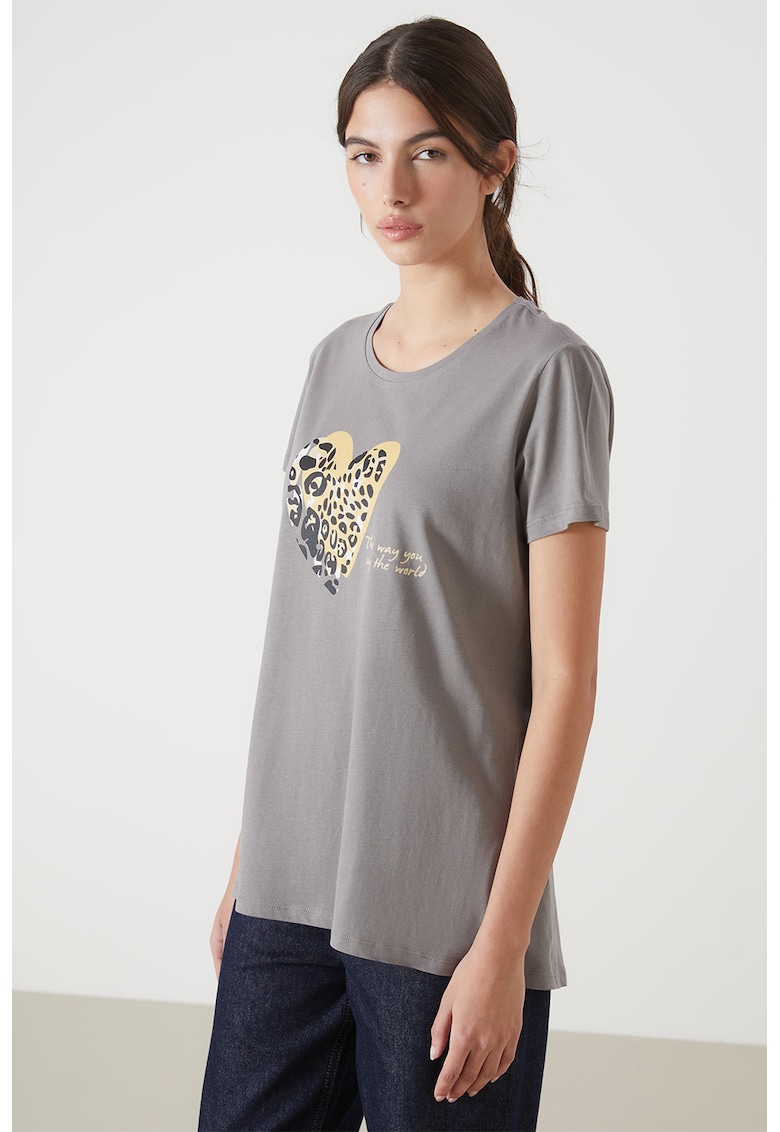 Tricou cu imprimeu si decolteu rotund Tricou cu imprimeu si decolteu rotund