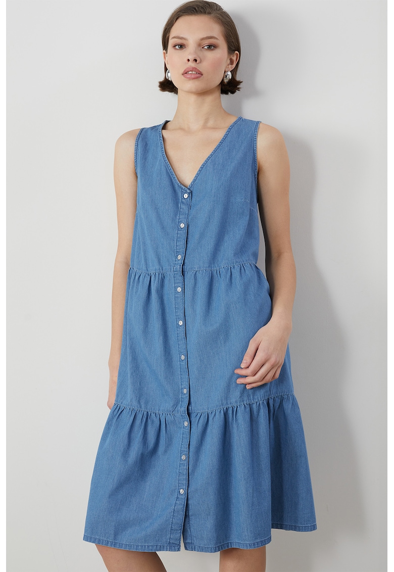 Rochie mini de denim fara maneci