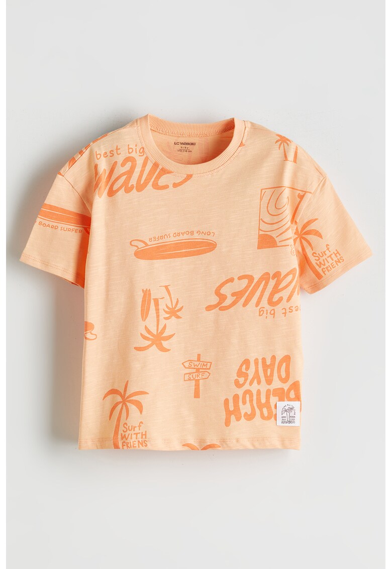 Tricou cu imprimeu text - Portocaliu