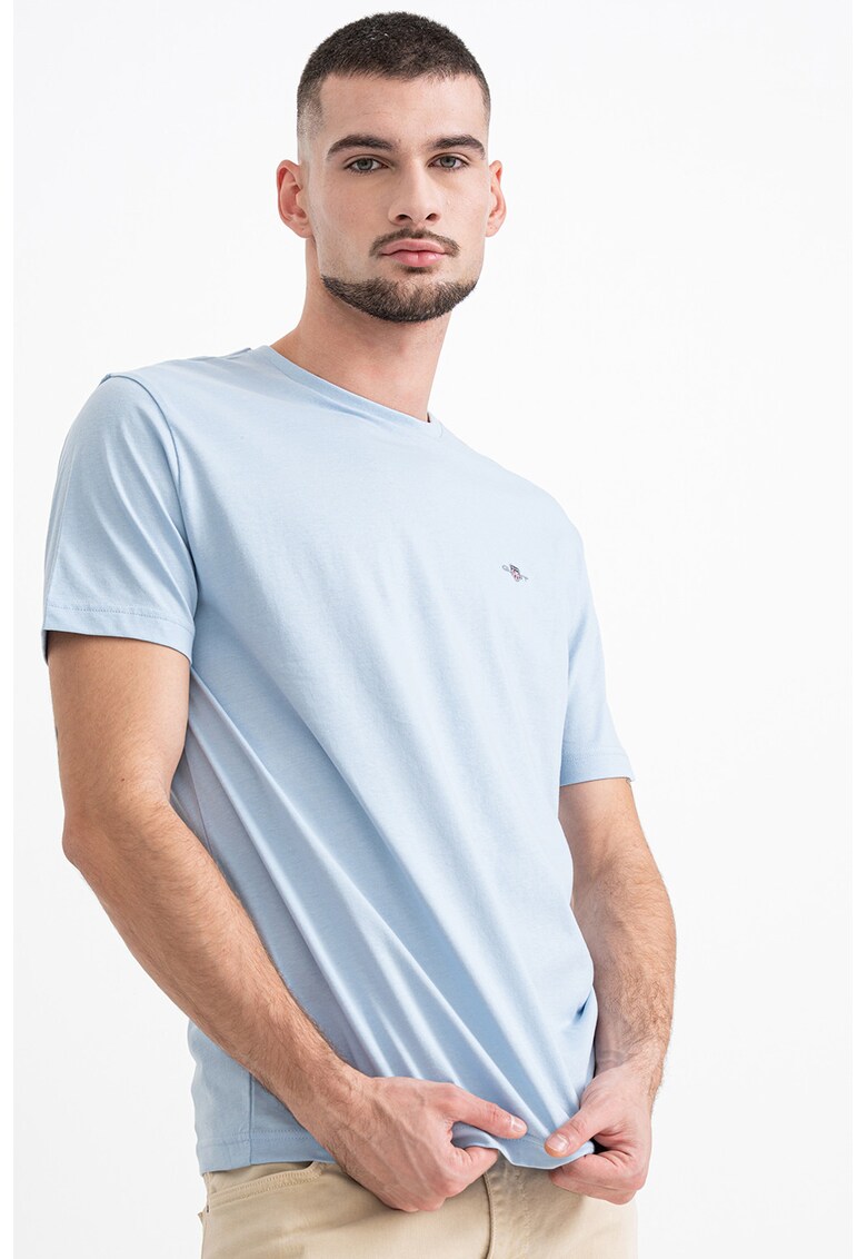 Tricou din bumbac Shield - Albastru azur