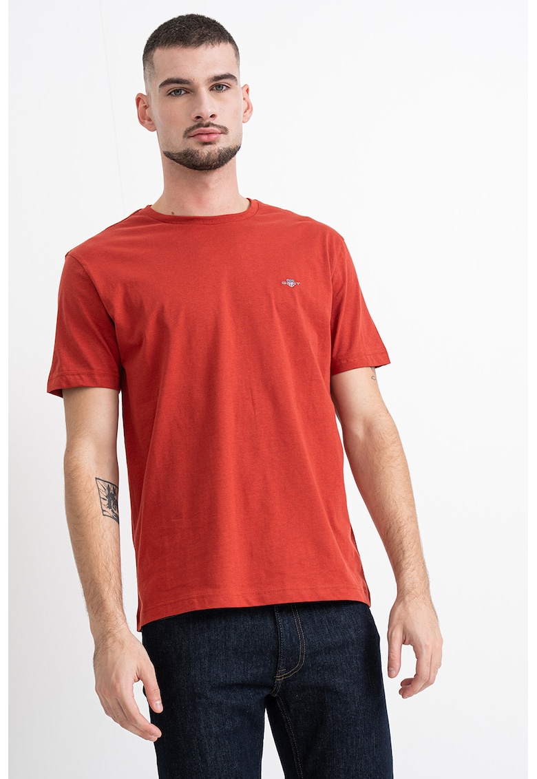 Tricou din bumbac Shield - Caramiziu