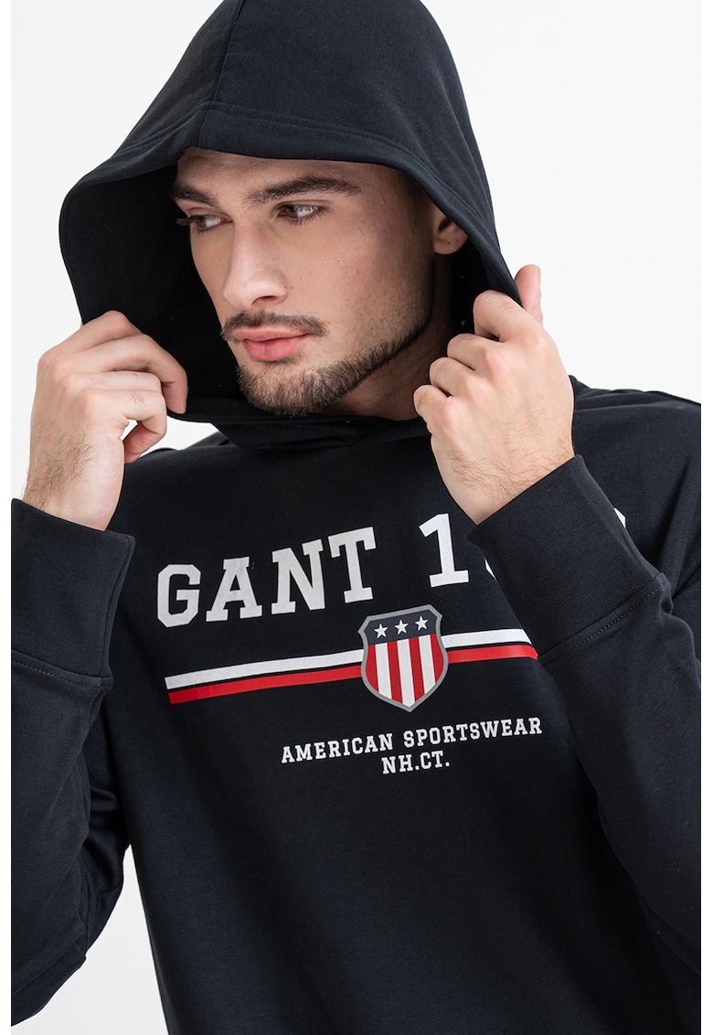 Hanorac cu imprimeu logo - Alb/Negru