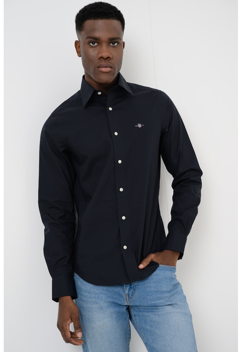 Camasa slim fit cu logo - Negru