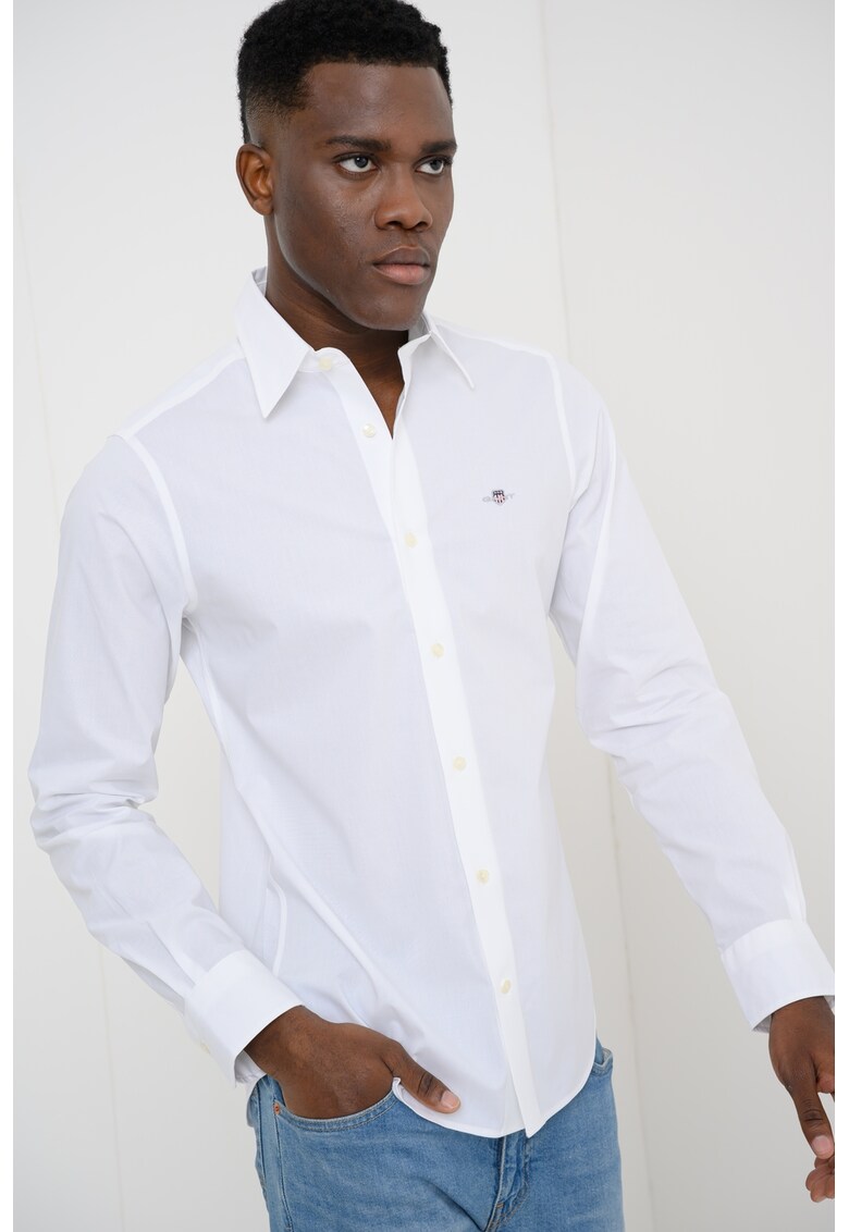 Camasa slim fit cu logo - Alb optic