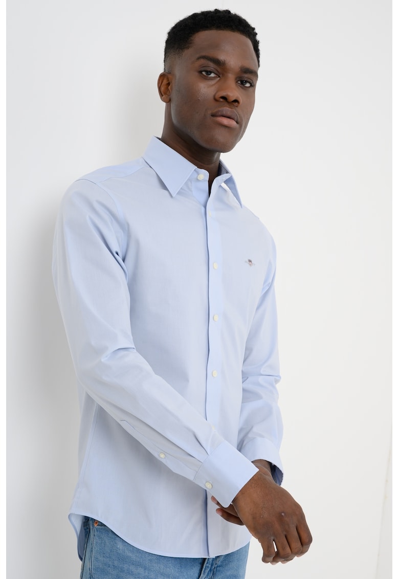 Camasa slim fit cu logo - Albastru pastel