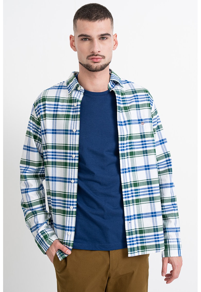 Camasa Oxford din bumbac cu model in carouri