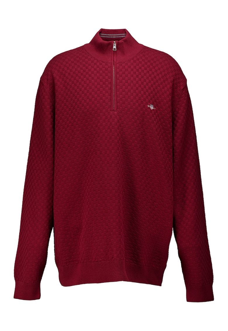 Pulover din amestec de bumbac organic cu fermoar scurt