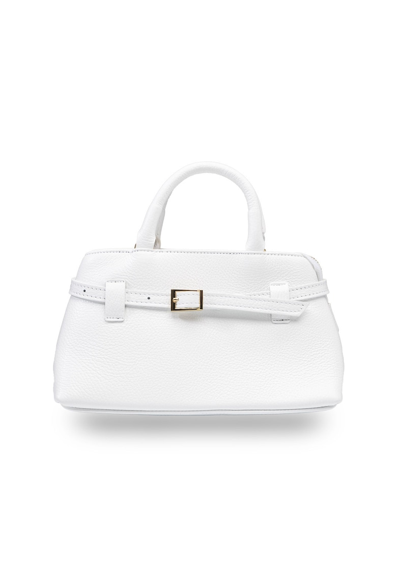 Geanta dama din piele naturala alb Miriam