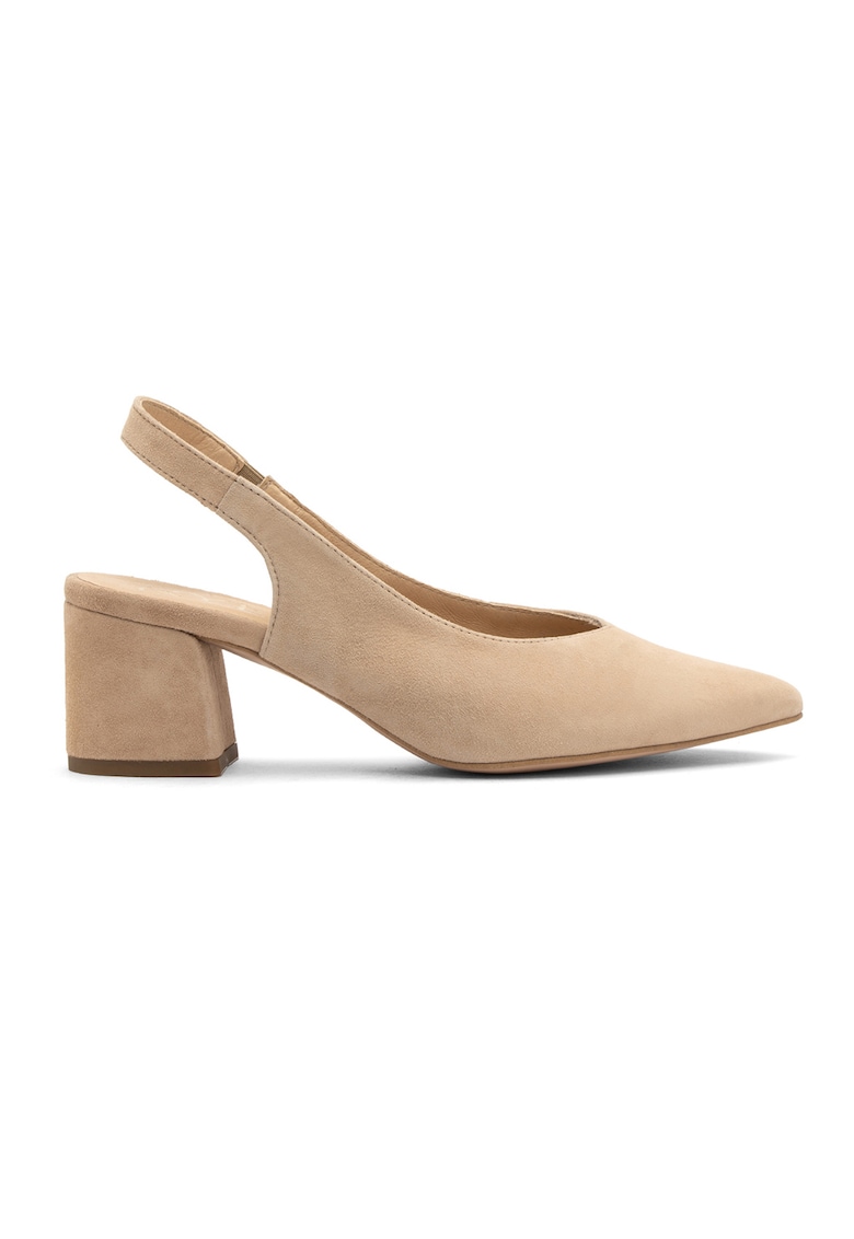 Pantofi de piele intoarsa cu varf ascutit - Bej deschis