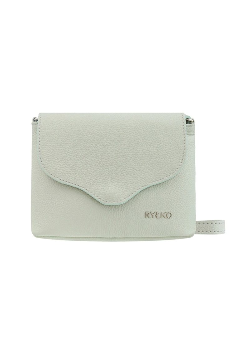 Geanta crossbody din piele cu clapa - Verde pal