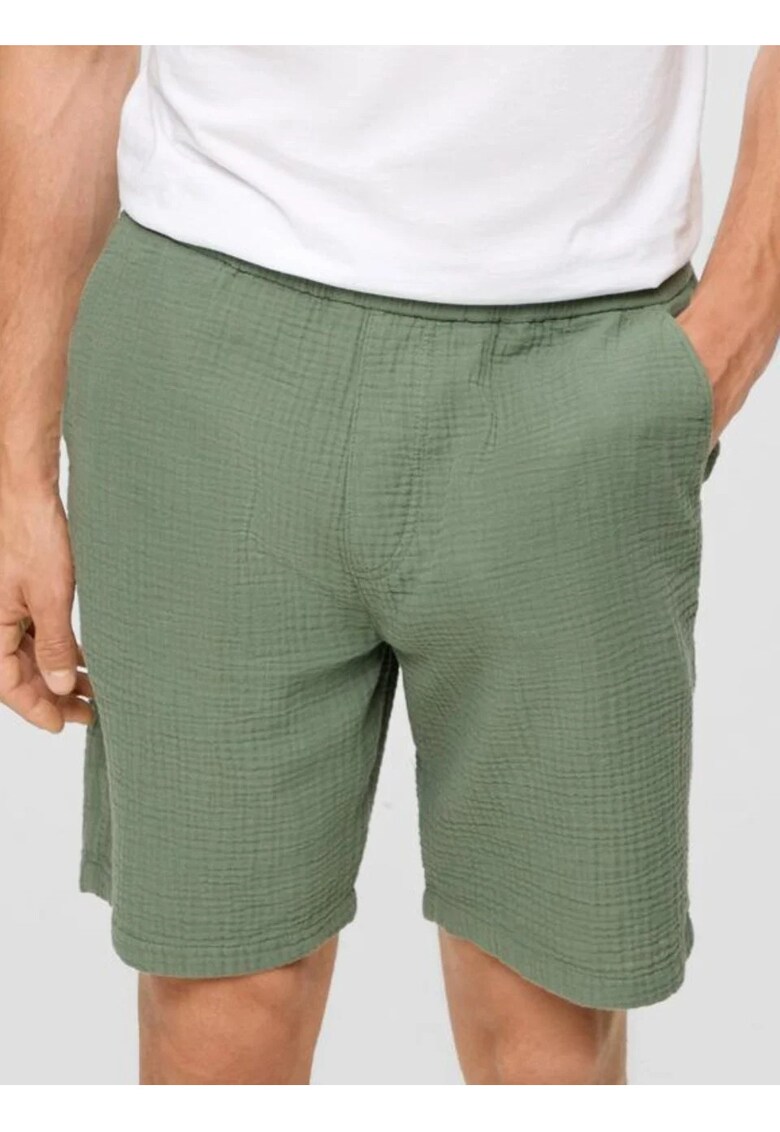 Pantaloni scurti barbati - din bumbac - Regular fit - Verde -