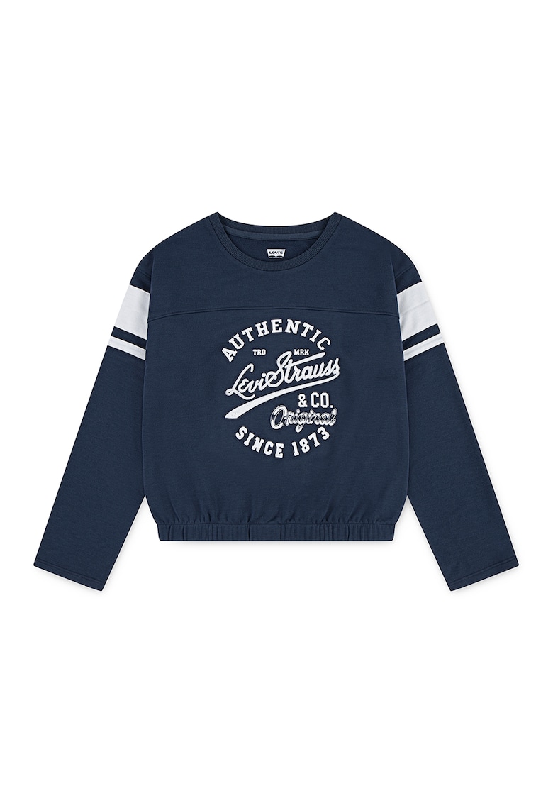 Bluza cu decolteu la baza gatului si imprimeu text frontal