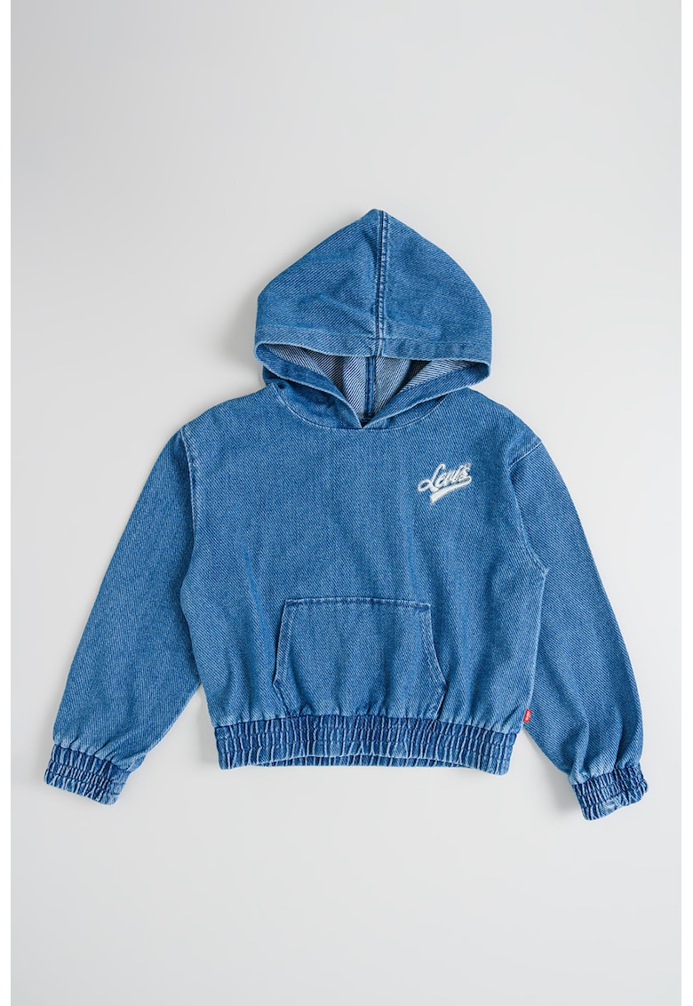 Hanorac din denim cu buzunar kangaroo - Albastru inchis