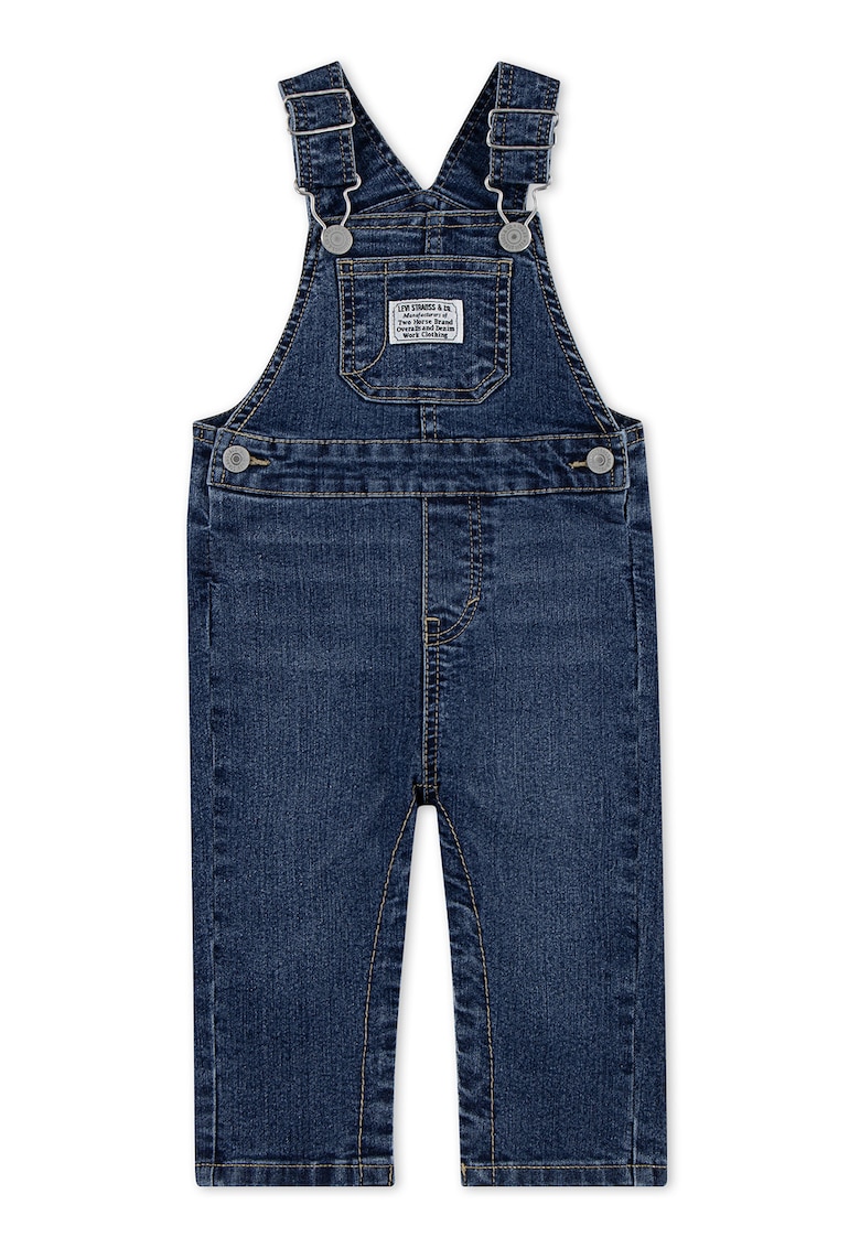 Salopeta de denim cu buzunar frontal Salopeta de denim cu buzunar frontal