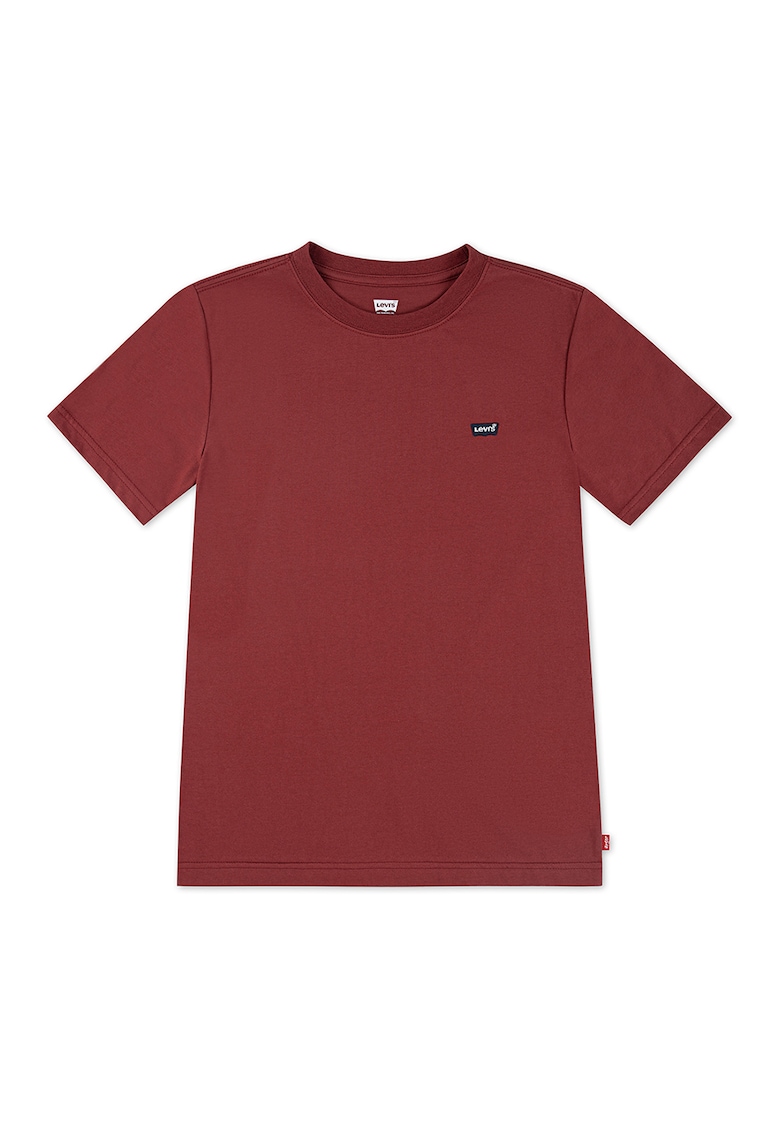 Tricou cu decolteu la baza gatului si logo - Rosu inchis