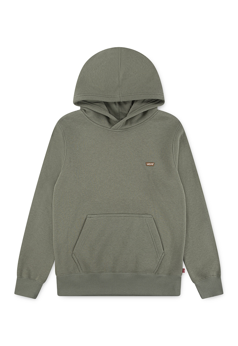 Hanorac din amestec de bumbac cu buzunar kangaroo - Verde sparanghel