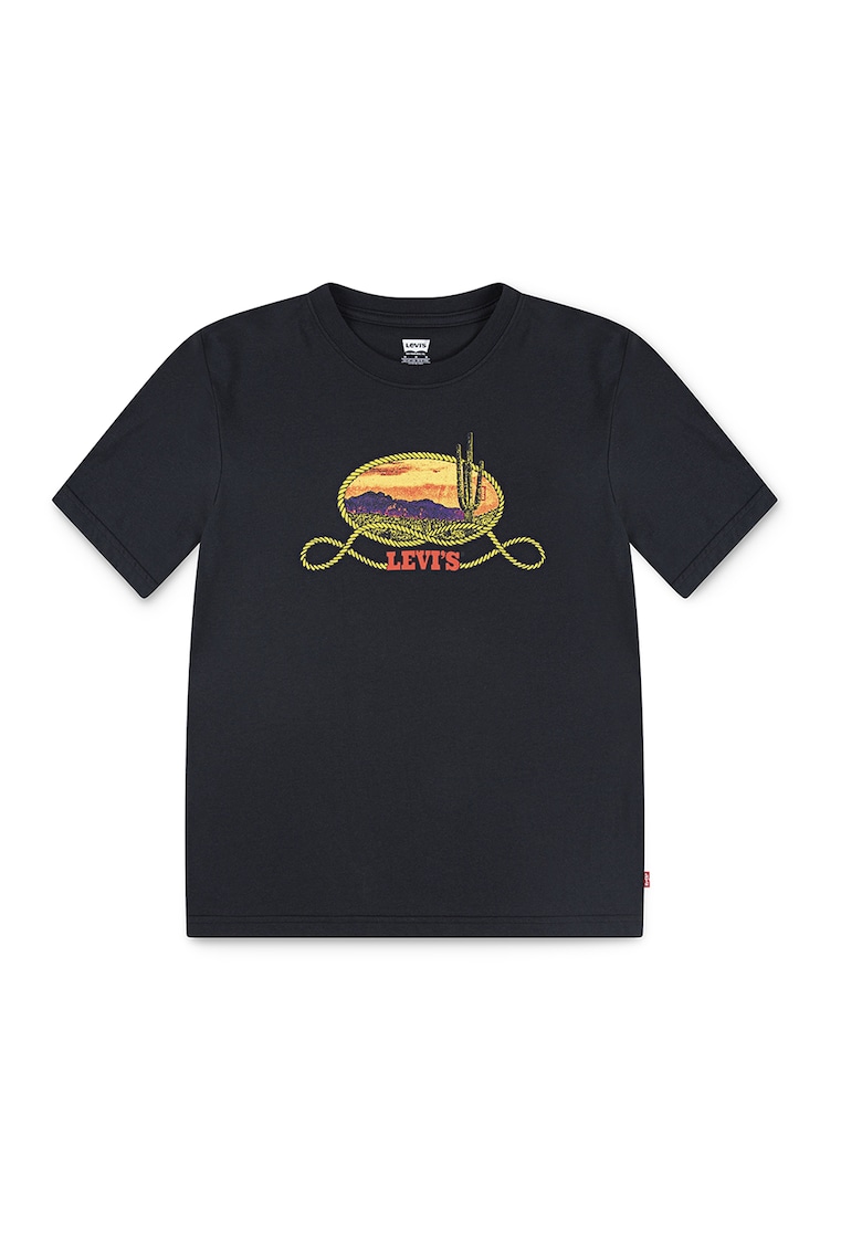 Tricou cu imprimeu grafic si logo - Negru stins