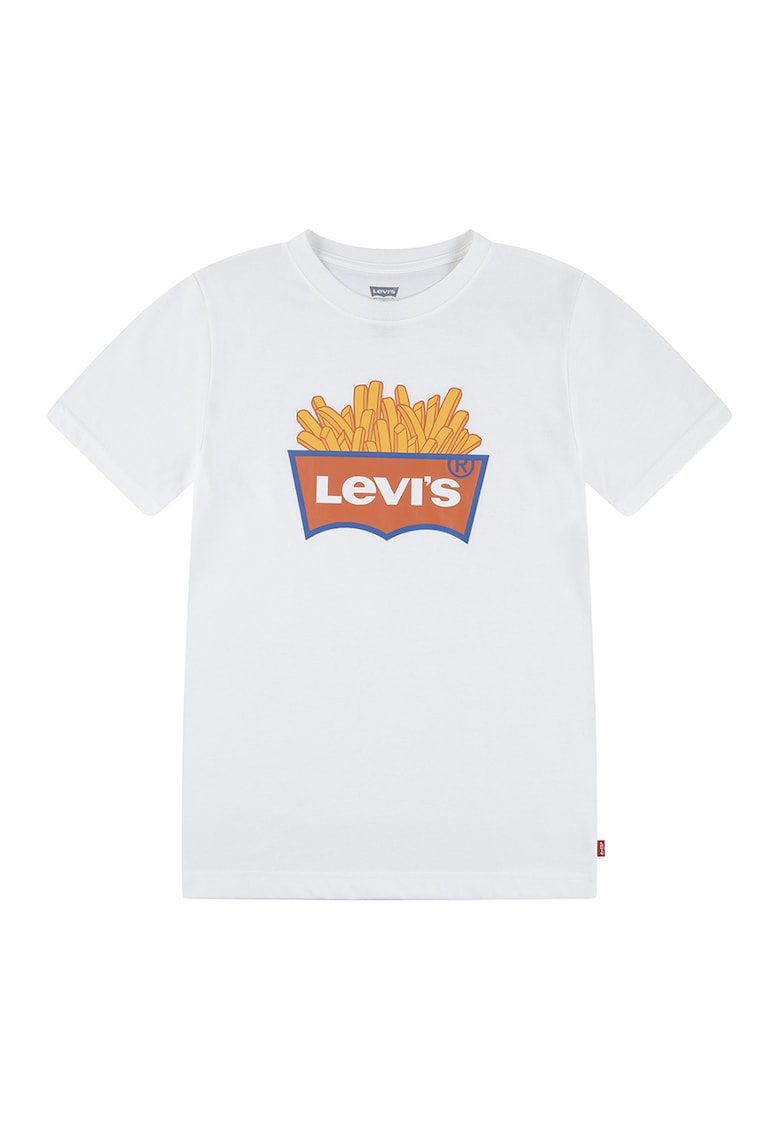 Tricou din bumbac cu imprimeu grafic si logo