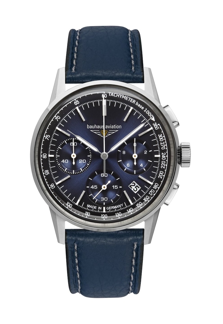 Ceas barbatesc Bauhaus Aviation G38 - 42mm - culoare granat - curea din piele - cronograf