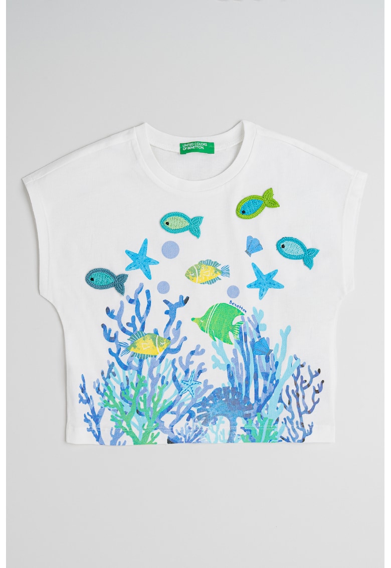 Tricou de bumbac cu detalii crosetate