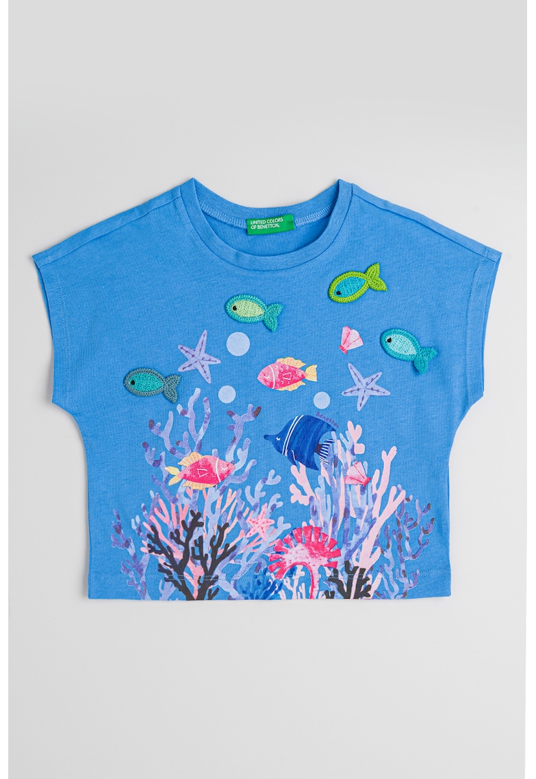 Tricou de bumbac cu detalii crosetate