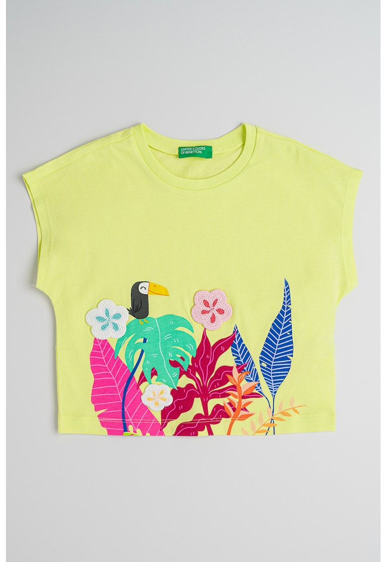 Tricou de bumbac cu detalii crosetate