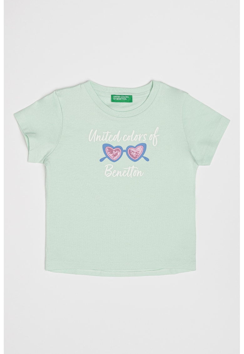 Tricou de bumbac cu paiete - Lila/Albastru/Verde menta
