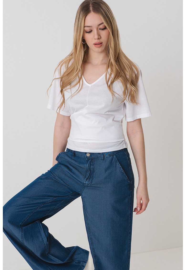 Tricou uni cu decolteu in V