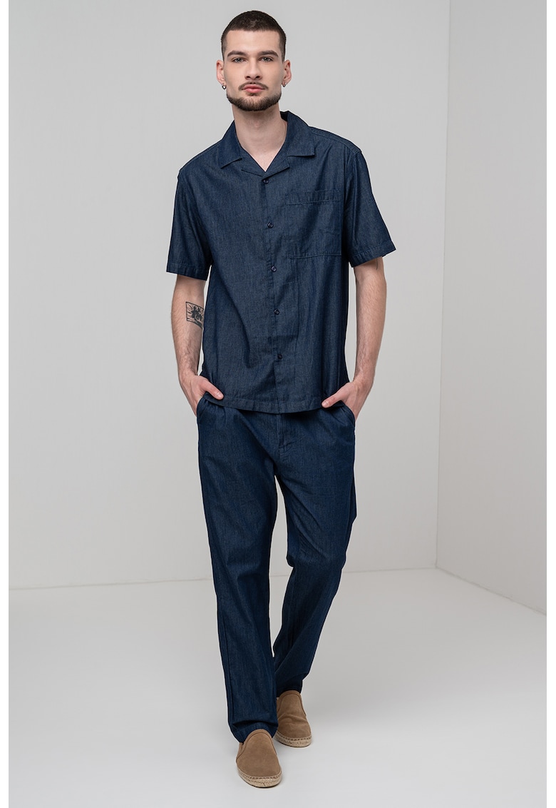 Camasa de bumbac cu buzunar pe piept